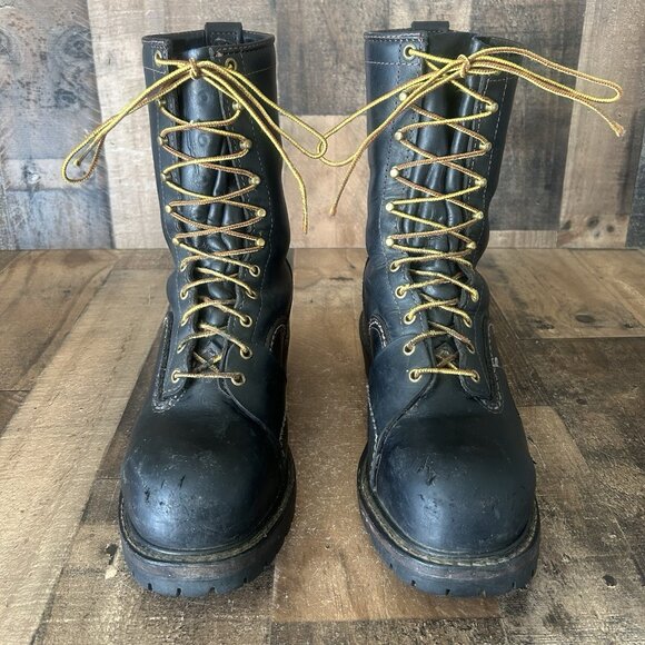 Wesco Logger Steel Toe Black Lace Up Work Boots Mens 11 D - Picture 12 of 12